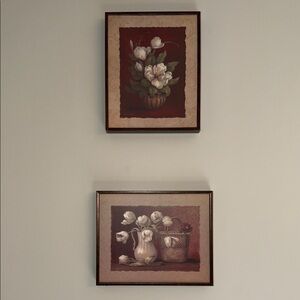 Elegant Floral Wall Art Set - Brown and Cream